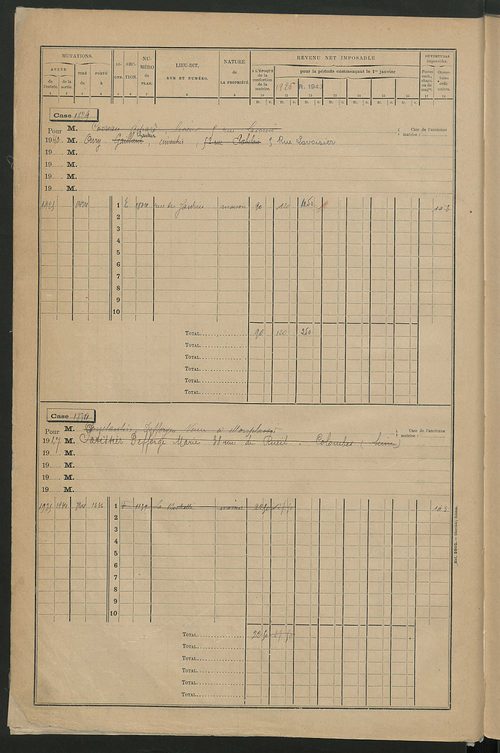 Matrice des propriétés bâties, cases 1815 à 2814.
