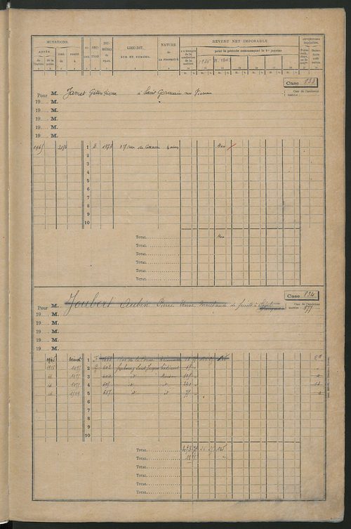 Matrice des propriétés bâties, cases 817 à 1814.