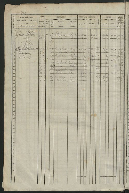 Matrice des propriétés foncières, fol. 1801 à 2420.