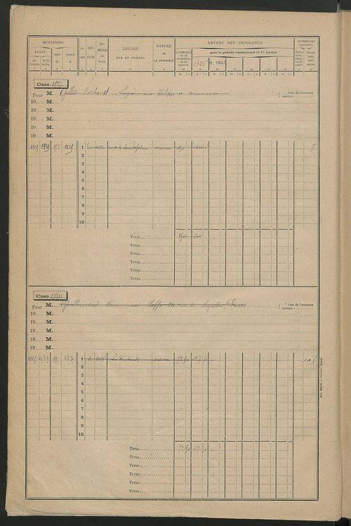 Matrice des propriétés bâties, cases 1815 à 2814.