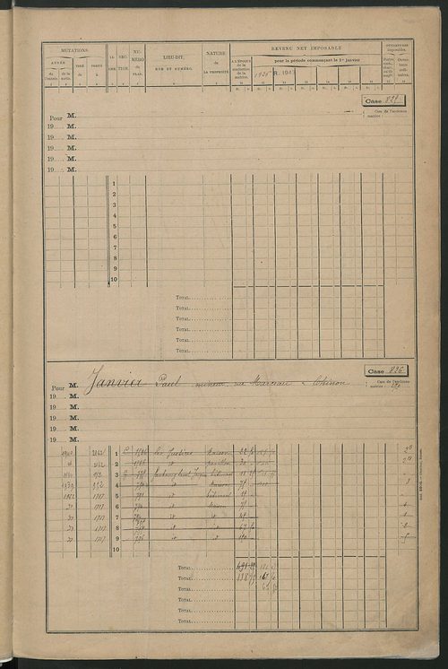 Matrice des propriétés bâties, cases 817 à 1814.