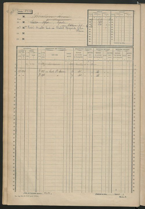 Matrice des propriétés non bâties, fol. 2401 à 3000.
