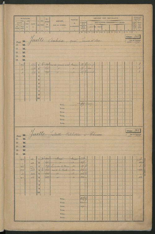 Matrice des propriétés bâties, cases 817 à 1814.