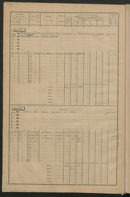 Matrice des propriétés bâties, cases 1815 à 2814.