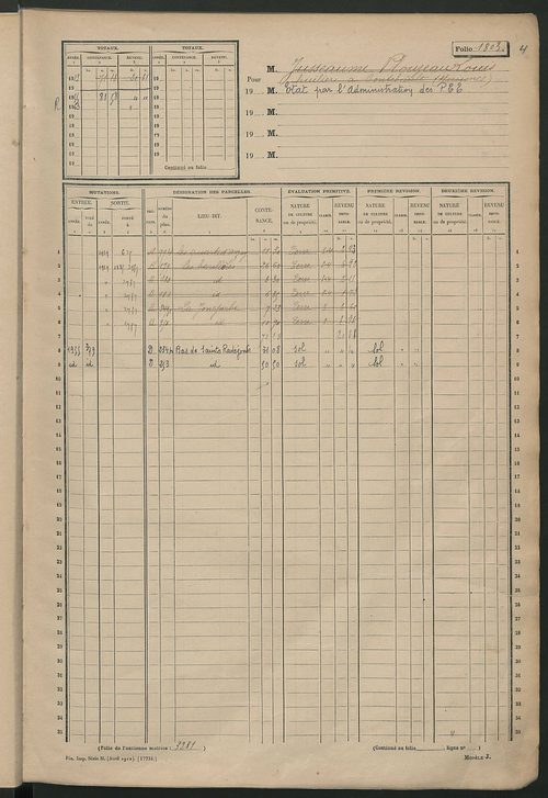 Matrice des propriétés non bâties, fol. 1801 à 2400.