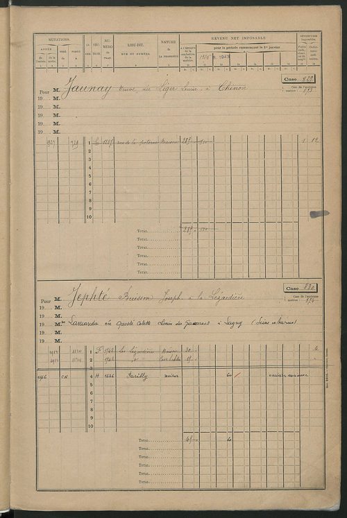 Matrice des propriétés bâties, cases 817 à 1814.
