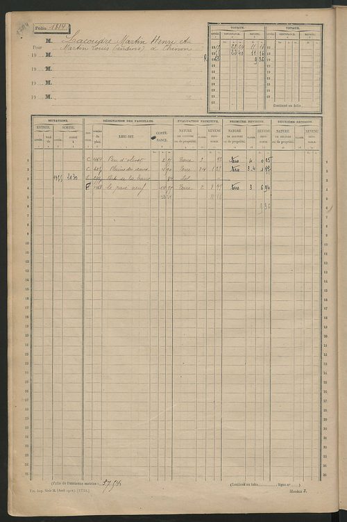 Matrice des propriétés non bâties, fol. 1801 à 2400.