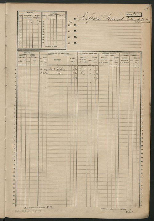 Matrice des propriétés non bâties, fol. 501 à 958.