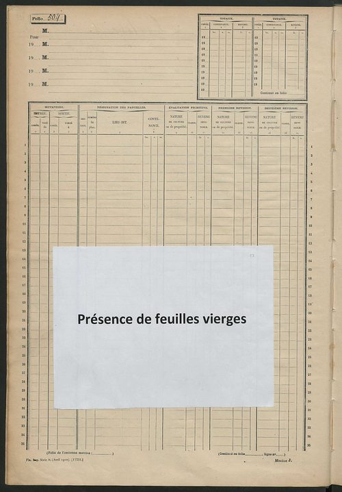 Matrice des propriétés non bâties, fol. 501 à 958.