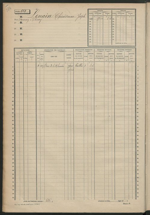 Matrice des propriétés non bâties, fol. 501 à 958.