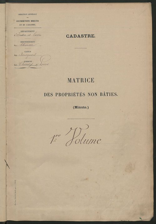 Matrice des propriétés non bâties : tableau présentant les augmentations et les diminutions survenues dans la matière imposable ; récapitulation ; table alphabétique des propriétaires.