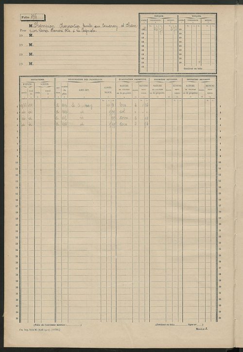 Matrice des propriétés non bâties, fol. 493 à 499.