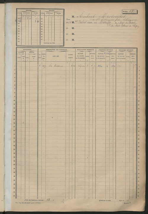 Matrice des propriétés non bâties, fol. 1 à 600.