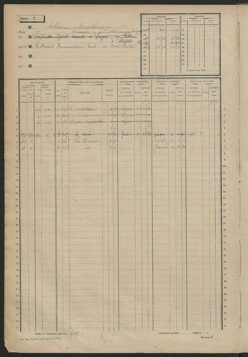 Matrice des propriétés non bâties, fol. 1 à 600.