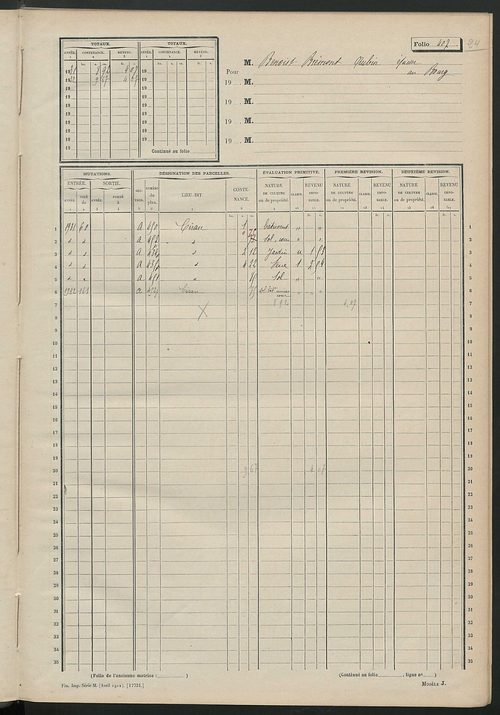 Matrice des propriétés non bâties, fol. 401 à 426.