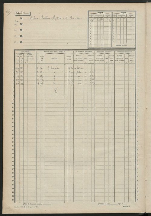 Matrice des propriétés non bâties, fol. 401 à 426.