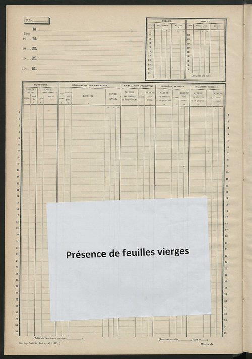Matrice des propriétés non bâties, fol. 401 à 426.