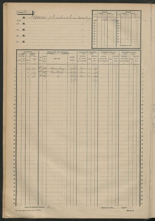 Matrice des propriétés non bâties, fol. 601 à 1200.