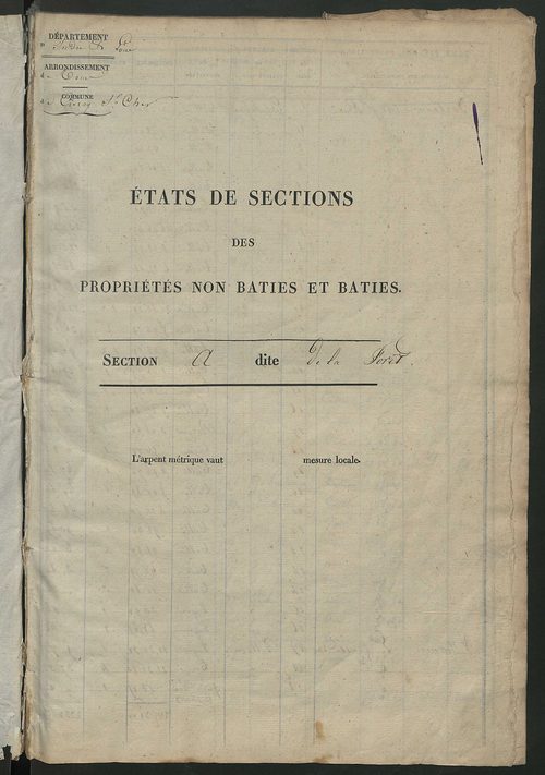 Etats de sections des propriétés non bâties et bâties.