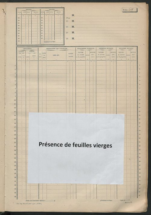 Matrice des propriétés non bâties, fol. 601 à 1200.