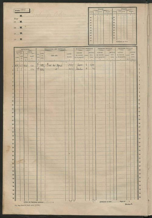 Matrice des propriétés non bâties, fol. 1201 à 1800.
