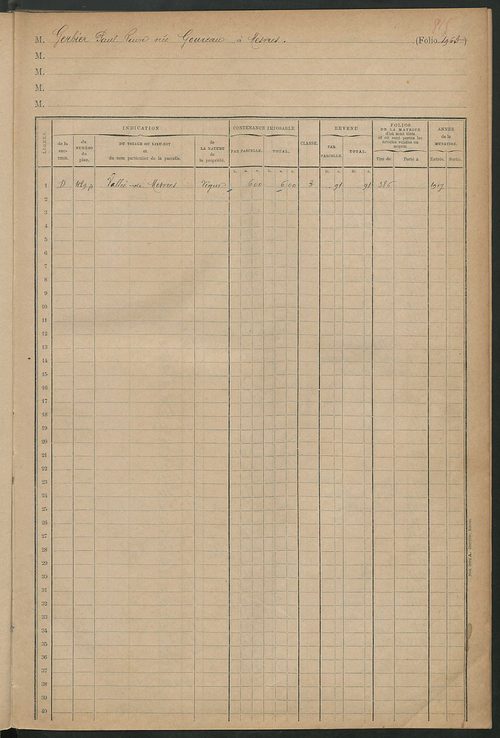 Matrice des propriétés foncières, fol. 1957 à 2152 ; table alphabétique des propriétaires.