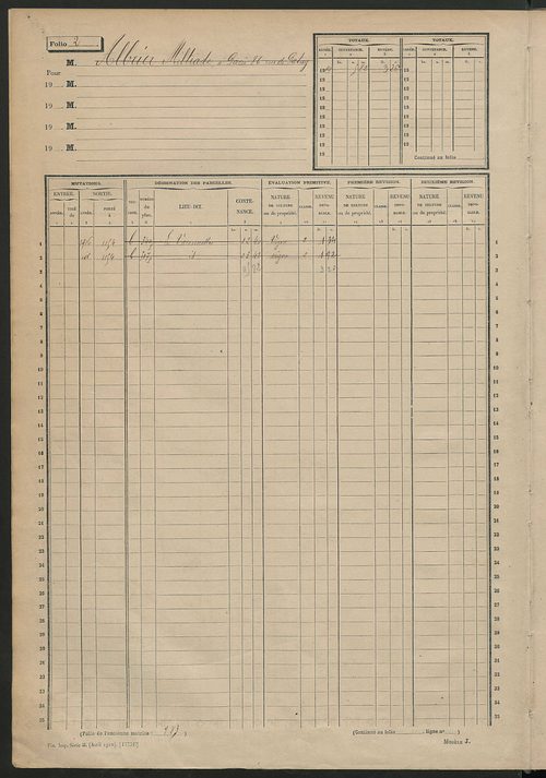 Matrice des propriétés non bâties, fol. 1 à 600.