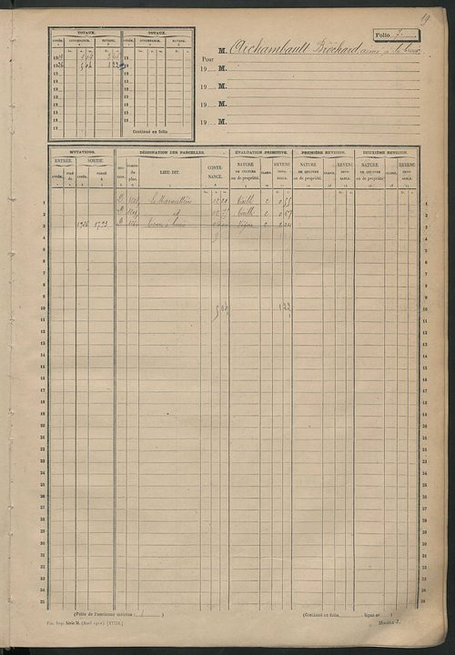 Matrice des propriétés non bâties, fol. 1 à 600.