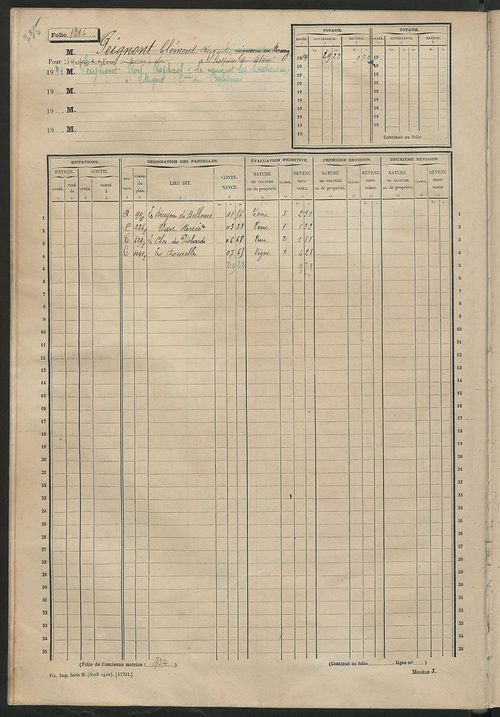 Matrice des propriétés non bâties, fol. 1201 à 1800.