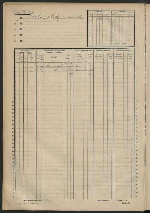 Matrice des propriétés non bâties, fol. 601 à 1200.