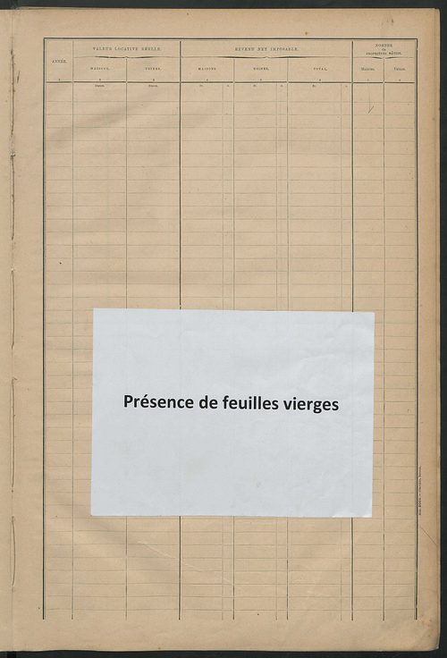 Matrice des propriétés bâties ; récapitulation ; table alphabétique des propriétaires.