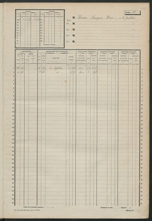 Matrice des propriétés non bâties, fol. 489 à 508.