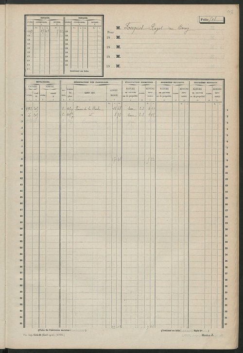 Matrice des propriétés non bâties, fol. 489 à 508.