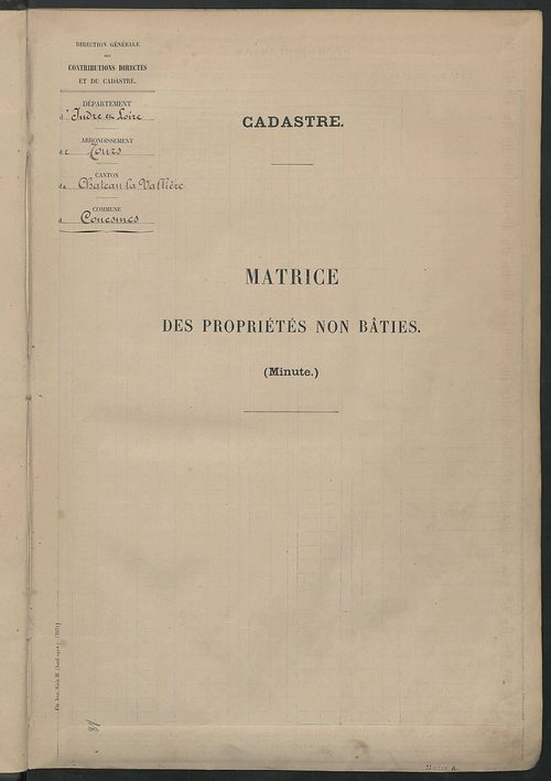 Tableau présentant les augmentations et les diminutions survenues dans la matière imposable ; récapitulation ; table alphabétique des propriétaires ; matrice des propriétés non bâties, fol. 1 à 488.