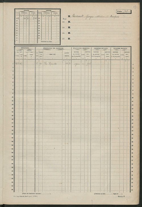 Matrice des propriétés non bâties, fol. 489 à 508.