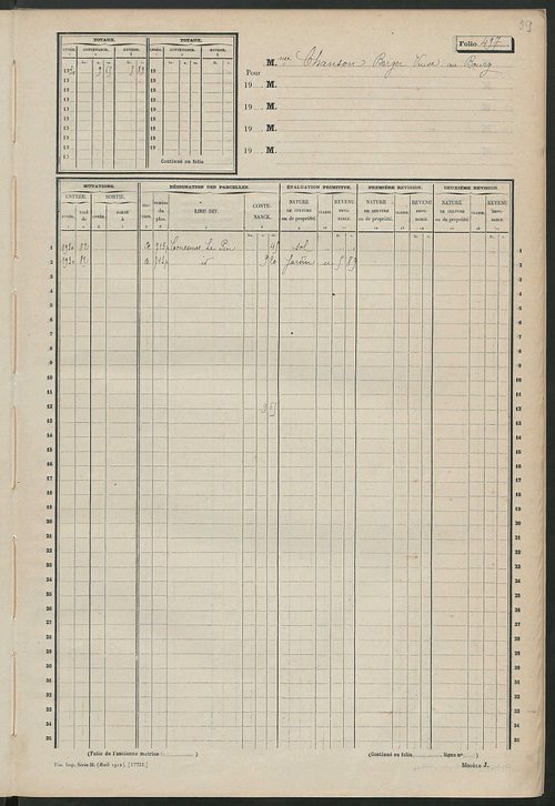 Matrice des propriétés non bâties, fol. 489 à 508.