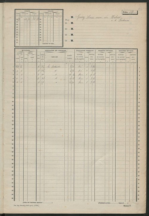 Matrice des propriétés non bâties, fol. 489 à 508.