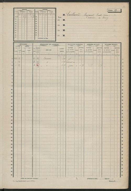 Matrice des propriétés non bâties, fol. 489 à 508.