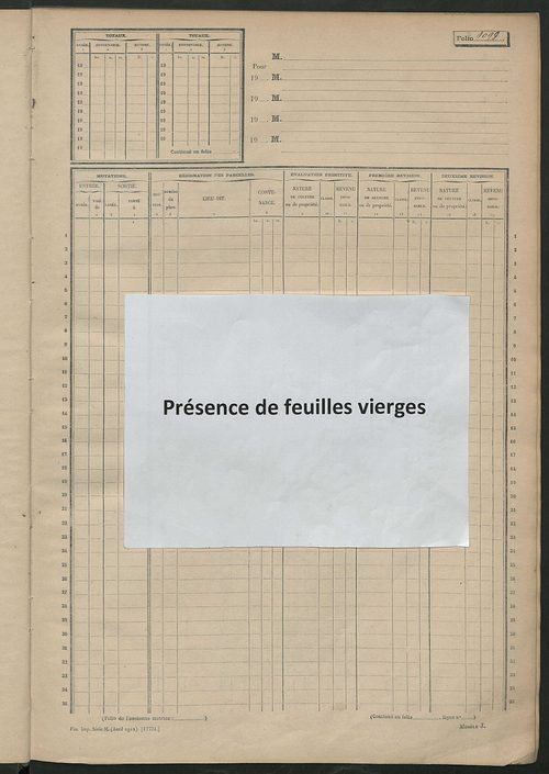 Matrice des propriétés non bâties, fol. 1093 à 1522.