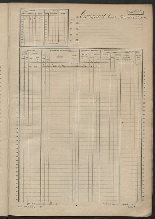 Matrice des propriétés non bâties, fol. 1093 à 1522.
