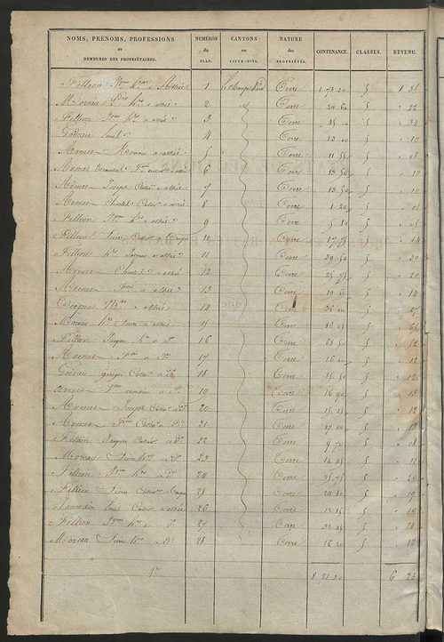 Etats de sections des propriétés non bâties et bâties.