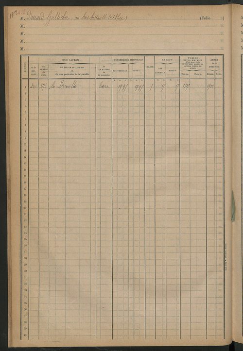Matrice des propriétés foncières, fol. 1797 à 1917 ; table alphabétique des propriétaires.