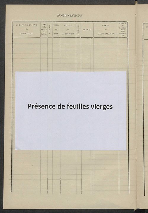 Matrice des propriétés bâties ; augmentations et diminutions, 1883-1891 ; séparation des revenus cadastraux afférents, pour l'année 1882, aux propriétés bâties et non bâties (état-balance) ; table alphabétique des propriétaires.