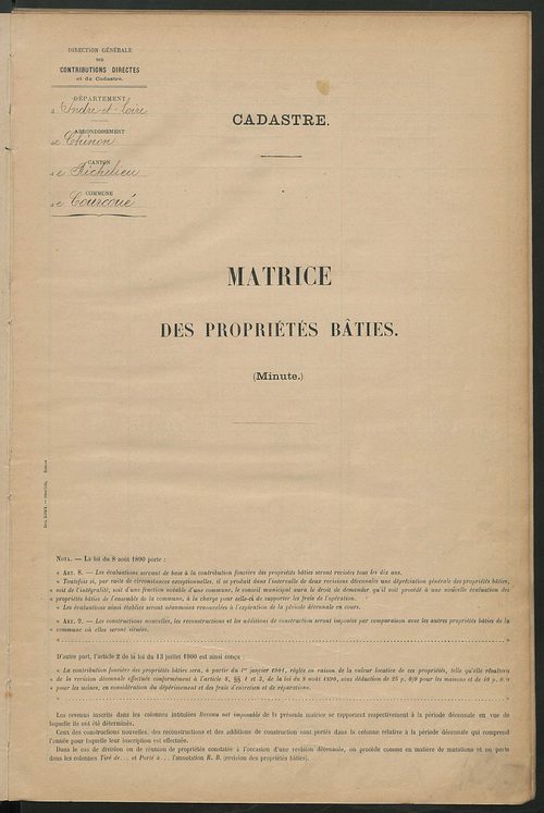 Matrice des propriétés bâties ; récapitulation ; table alphabétique des propriétaires.