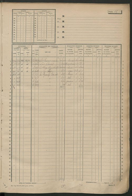Matrice des propriétés non bâties, fol. 601 à 1200.