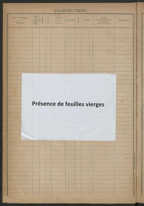 Augmentations et diminutions, 1911-1914 ; matrice des propriétés foncières, fol. 1767 à 1926 ; table alphabétique des propriétaires.