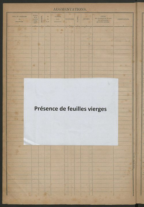 Augmentations et diminutions, 1911-1914 ; matrice des propriétés foncières, fol. 1767 à 1926 ; table alphabétique des propriétaires.