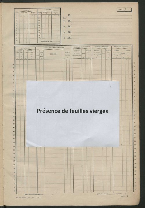 Matrice des propriétés non bâties, fol. 1 à 600.