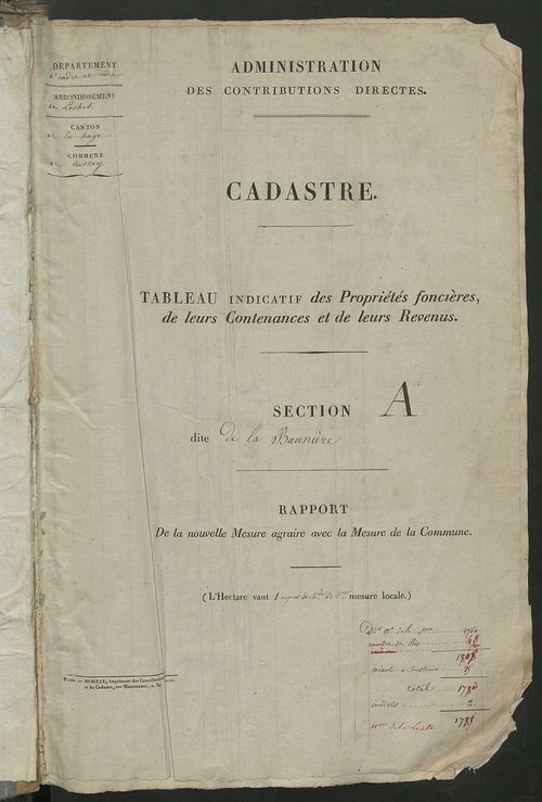 Etats de sections.