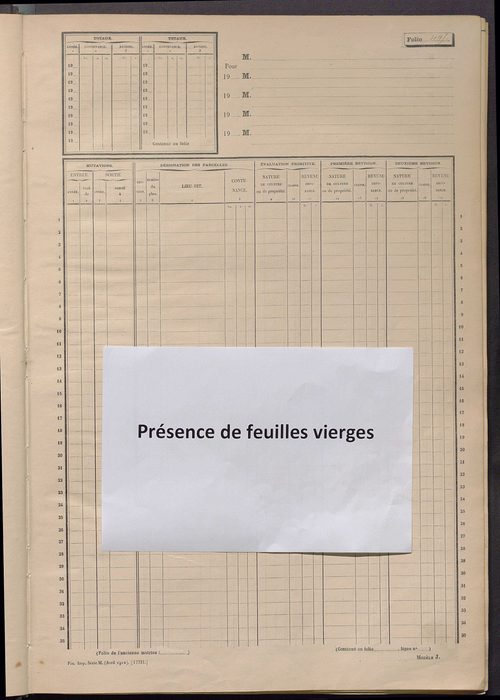 Matrice des propriétés non bâties, fol. 493 à 734.